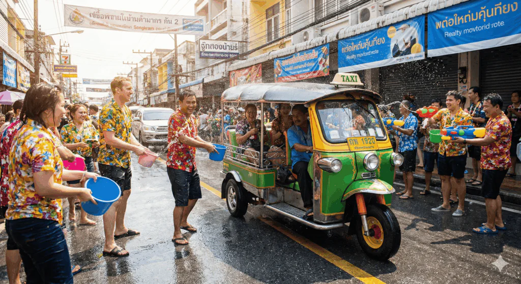 Songkran в Пхукете: водная битва на улице