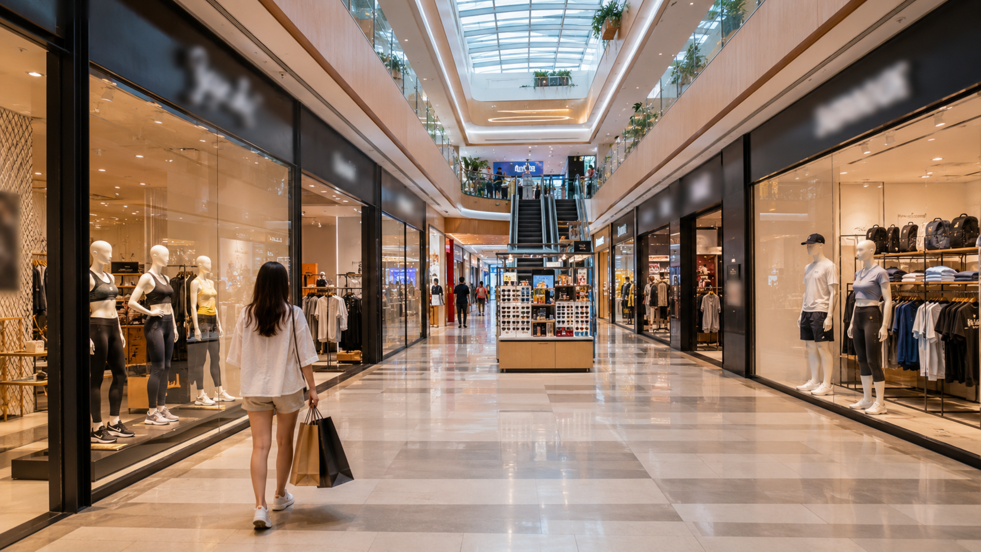 A fashion corridor with branded clothing stores in a Nha Trang shopping mall